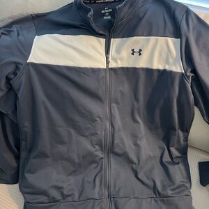 Under Armour Black Jacket with White Chest Panel - Lightweight Full Zip